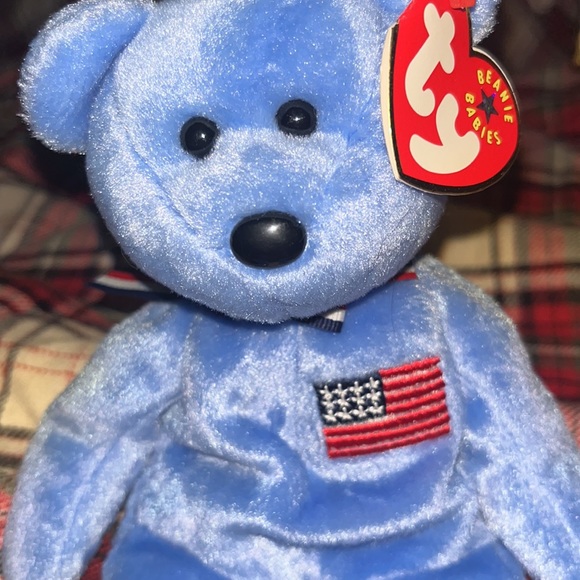 Ty Beanie Baby 2001 "America" Blue Rare Retired Errors Red Cross in memory 9/11 - Picture 3 of 10